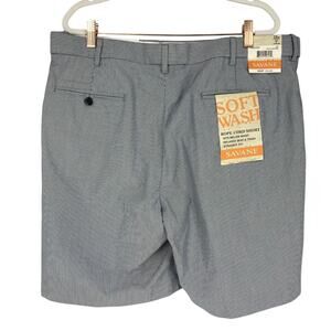Savane Shorts Mens 38 x 9" Inseam Navy Rope Cord Stripe Relaxed Straight Fit